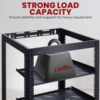 Pyle 20U Open Frame Server Rack - Wall Mount Network Rack for Servers, Networking & AV Gear - Heavy-Duty 19" Equipment, Includes 1U & 2U Vented Shelves for Airflow, Lockable Wheels - 440 lbs Capacity