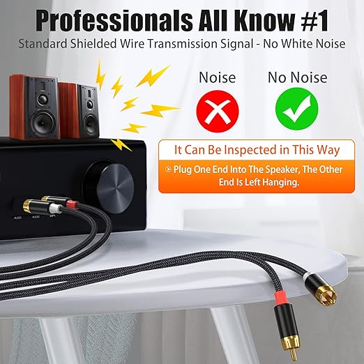 AGVEE 16.5ft RCA Cable, 2 RCA Male Thickened Six Claws Plug Stereo Auxiliary Audio Cord for Home Theater, Amplifier, Active Speakers or Subwoofer, Black