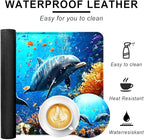 BFUKVOU Large Keyboard Mouse Pad Set, Extended Mouse Pad+Keyboard Wrist Rest Support, Memory Foam Ergonomic Easy Typing, 4Pcs (31.5×11.8 in) Desk Pad Set for Office Home,Underwater Dolphin Scene