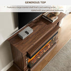 OKD 52 Inch Electric Fireplace with Mantel, Fireplace TV Stand with 36" 3-Sided Glass Electric Fireplace Heater for Living Room (Brown)