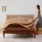 Bedsure California King Sheet Sets, Cooling Sheets for Hot Sleepers, Rayon Derived from Bamboo, Breathable & Soft, Deep Pocket Up to 16", Hotel Luxury Silky Bedding for Hot Sleepers, Khaki