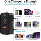 USB C Charger Block, 2-Pack 60W 5 Ports USBC Wall Charger Plug Fast Charging, iPhone Charger QC Multiport PD Adapter Chargers, Type C Box Brick Cube for iPhone 17 16 15 14 13 Pro Max, Samsung