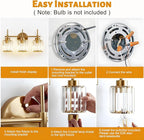 EJIAXIN Bathroom Lighting Fixtures, 3 Light Gold Bathroom Light Fixtures with Clear Shades Modern Crystal Vanity Light Bath Room Vanity Lighting Over Mirror Wall Light
