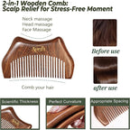 4-in-1 Wooden Gua Sha Tool Set – Facial, Body & Scalp Manual Guasha Massage Tool for Tension Relief, Includes Portable Mini Wooden Comb,Valentine’s Day Gift-Ready Box