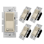 BESTTEN 5 Pack Matte Champagne Gold Dimmer Light Switch, Single Pole or 3-Way, Compatible with Dimmable LED, CFL, Incandescent and Halogen Bulb, 120VAC, Signature Collection, UL Listed