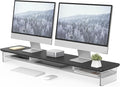 Fenge Acrylic Monitor Stand Riser, 42.5 Inches Dual Monitor Stand with Metal Storage, 2 Tier Acrylic Computer Riser for Desk, Clear Laptop Stand for PC, Laptop, Printer, TV, Black