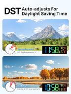 18.5" Large Digital Wall Clock with Remote Control, Big LED Display Digital Clocks with Night Light, Alarm, Countdown, DST, Temp, Date for Living Room, Bedroom, Office, Gift for Seniors(Black)