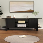 ZOSQUARE 65 Inch TV Stand for Up to 75 inch TVs, Fluted Entertainment Center with Adjustable Shelve, Curved Round Corner TV Console Table with Storage Cabinet for Living Room, Bed Room (Black)