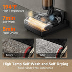 DREAME H12 Pro FlexReach Wet Dry Vacuum Cleaner, 0 Tangle Cordless Vacuum Mop All-in-One for Hard Floors, 180° Lie-Flat Floor Cleaner Machine with 194°F Hot Self-Cleaning, 50Mins Runtime