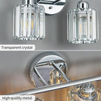 FDPBY Modern 4 Light Crystal Vanity Light, Chrome Vertical Bathroom Light Fixture Over Mirror for Dressing Table Sink, Compatible with Dimmable Bulbs (Bulbs Not Included)