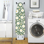 Extra Thick Ironing Board Cover and Pad, 15x54 Ironing Board Cover, Resist Scorching and Staining,Elastic Edges,Sage Green White Daisy Spring Flowers