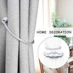 Nieffeiy Magnetic Curtain Tiebacks Outdoor Curtain Tie Backs Rope Decorative Magnetic Curtain Holders for Drapes Window Treatment Holdbacks, Grey 6Pack