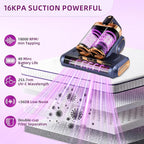 BESTING Mattress Vacuum Cordless with 16Kpa Suction & HEPA Dust Cups, 253.7nm UV-C Light & Ultrasonic, Low Noise Widened Suction Port Handheld Vacuum for Bed Pillows Couch Car Seat Rugs, Deep Blue