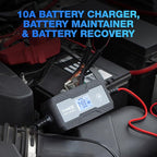 Type S 10A Smart Battery Charger & Maintainer, 6V & 12V Fully Automatic Trickle Charger, Jump Start Assist Battery Recovery Mode Auto-Voltage Detection Safe Charging for Cars Motorcycles ATVs Boats