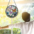 DASTOLL Stained Glass Window Hanging, Colorful Butterfly Suncatcher for Doors Home Sun Catchers Decoration and Christmas, Mother's Day Birthday Gifts for Women, Men, and Mom 7.8 in