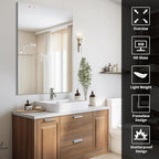 CILIBER Frameless Mirror, 30x48 inch Rectangle Bathroom Mirrors for Wall, Upgraded Shatterproof Large Vanity Mirror Over Sink with Polished Edge for Bathroom,Bedroom,Living Room and Entryway