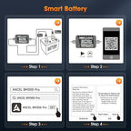 ANCEL BM Series 24V 12V 6V Battery Monitor - BM300 Pro Bluetooth 5.3 Battery Monitor with Charging, Cranking System Test & Alarm - IP67 Waterproof Voltmeter for Trucks, Cars, Motorcycles, Boats