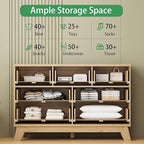 Fluted Dresser for Bedroom with 7 Drawers, 48" Wide Modern Chest of Drawers with Metal Handle, Wood Dresser TV Stand, Wooden Closet Clothes Storage Organizer for Living Room, Hallway, Natural Oak
