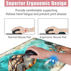 BFUKVOU Large Keyboard Mouse Pad Set, Extended Mouse Pad+Keyboard Wrist Rest Support, Memory Foam Ergonomic Easy Typing, 4Pcs (31.5×11.8 in) Desk Pad Set for Office Home,Watercolor Sea Turtle
