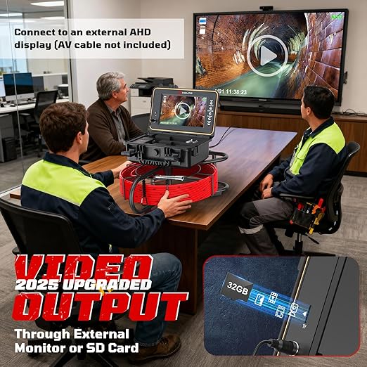 HBUDS Sewer Camera with 512Hz Sonde, Self Leveling 230ft Drain Camera with Meter Counter, 7mm Cable, 9" HD Screen 1080P Plumbing Cameras Snake with Light, 5100mAh Battery Pipe Inspection DVR 32GB