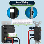 TOPGREENER PIR Motion Sensor Light Switch, Occupancy & Vacancy Motion Sensor Switch, 𝐎𝐩𝐞𝐫𝐚𝐛𝐥𝐞 𝐖𝐢𝐭𝐡𝐨𝐮𝐭 𝐆𝐫𝐨𝐮𝐧𝐝 𝐖𝐢𝐫𝐞, No Neutral Wire, TDOS5-HL-BK-6PCS, Black