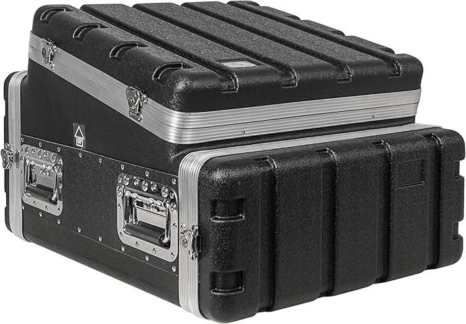 Sound Town Lightweight and Compact 4U ATA ABS Rack Case, with Slant Mixer Top, 21" Depth, 10U Top and 4U Side Spaces (STMR-A10X4U)