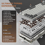 YUNZII B75 PRO Wireless Mechanical Keyboard,75% Layout with Knob,Hot Swap Gasket Custom Structure,Creamy Pre-lubed Switches,RGB Backlit,Bluetooth/Type-C/2.4G for Win/Mac(Cocoa Cream V2 Switch,Grey)