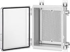 Gratury Junction Box, IP67 Waterproof Plastic Enclosure for Electrical Project, Hinged Transparent Cover, Includes Mounting Plate and Wall Bracket 220×170×110mm (8.6"×6.7"×4.3" TC)