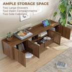 WODNITURE 71inch TV Stand with Storage & 2 Drawers, Mid-Century Modern TV Stand for Tvs Up to 88", Wood Entertainment Center with Charging Station for Living Room, Bedroom