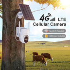 4G LTE Cellular Security Camera No Internet Needed, No wifi Security Camera Outdoor wireless, Wireless Security Cameras Outdoor with SIM Card, 360 PTZ, Human Sensor, SD/cloud, 2-way Talk, IP66