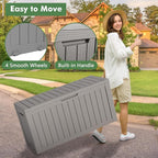 NUNU LAB Outdoor Storage Box, 80 Gallon Large Resin Sturdy Deck Box, Backyard Outside Storage Box Waterproof, Package Delivery Garden Hose Storage Bin Tool, Gray