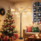 Fansdrick Floor Lamps for Living Room, 4000LM Super Bright Arc Floor Lamp with Remote Control, 5 Light Tall Floor Lamps with Stepless Dimmable, 80" Mid Century Tree Floor Lamp for Bedroom, Office