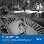 Tapo 2K+ Indoor/Outdoor Wired Security Camera - Person/Pet/Vehicle Detection, Baby Monitoring, Color Night Vision, IP66 Weather Resistant, Subscription-Free Local Storage or Optional Cloud, C121