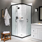 Palisade 78in x 36in x 36in Waterproof Vinyl Corner Shower Surround Kit with Accessories in Urban Glacier