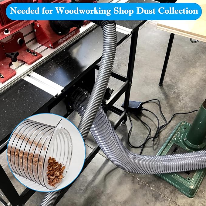 PVC Dust Collection Hose 4" x 10',Puncture Resistant 4 Inch Dust Collector Hose for Shop Vacuum,Woodworking Dust Collection Systems,Flexible Clear PVC Fume Debris Dust Hose Tube w/Carbon Steel Wire