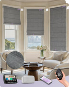 Graywind Smart Roman Shades Compatible with Alexa Google WiFi Hardwired Automatic Blinds with Remote Blackout Plain Fold Soft Roman Window Shades for Windows Doors, Custom Size (Textured Black)