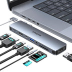 USB C Hub Adapter for MacBook Pro Air 2022 2021 2020 2019 Docking Station for MacBook M1 M2 USB C to HDMI Mac Accessories Multiport Dongle with 4K HDMI USB 3.0 SD TF Thunderbolt 3 USB-C Port Type C