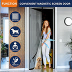 Magnetic Screen Door, Fit Door Size 35 x 80 Inches, Screen Doors with Magnets, Pet & Kid Friendly，Works with Front Doors, Sliding Doors ‎Black