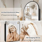 Bathroom Medicine Cabinet with Mirror, Arched Medicine Cabinet Wall Mounted, Modern Vanity Mirror with Storage, Mirrored Cabinet with Adjustable Shelves, Not Recessed, 20x32 Inch,Black