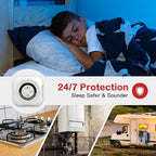 4-in-1 Carbon Monoxide & Natural Gas Leak Detector, Foldable Plug-in CO/Gas Alarm with Temperature & Humidity Display for Home, Apartment, RV