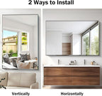 CILIBER Beveled Mirror, 55x36 Large Bathroom Mirrors for Over Sink, Lightweight Design Beveled Frameless Vanity Mirror Wall Mounted, Crystal-Clear 3mm Tempered Glass, Horizontally or Vertically