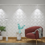 Greymond White PVC 3D Wall Panels, 33 Pack 11.8''x11.8''Geometric Design for Modern Home Decor Upgrade, Textured Tile Decorative & Paintable for Living Room Lobby Bedroom Hotel Office