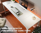 Huuger Computer Desk, 80 Inch Office Desk, Gaming Desk with Storage, Writing Desk Work Desk for Home Office, Study, Long Simple Desk, Large Legroom, Metal Frame, White