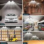 CHENGCHILIT LED Garage Light - 200W 20000LM 6500K LED Garage Ceiling Lights with 7+1 Adjustable Panels, Shop Lights Screw in E26 E27 Bulb Socket for Workshop, Storage Room, Basement, Warehouse