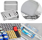 Battery Organizer Case, 150+ Batteries Storage Holder Container with Tester Garage Organization Box for AA AAA 9V C D Lithium 3V LR44 CR2016 CR1632 CR2032 CR2025 (Not Includes Battery Pack)-Gray