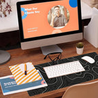 Eflxamz Desk Mat,Black Topographic Contour Map Desk Pad,Topographic Contour Large Gaming Mouse Pad for Desk,Extended Big Computer Keyboard Mouse Pad with Non-Slip Base and Stitched Edge,31.5"x11.8"