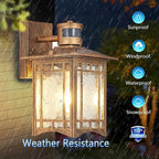 XANGQAN Brown Motion Sensor Outdoor Lights Wall Mount - Dusk to Dawn Exterior Light Fixture for Outside House Porch Patio Garage - Waterproof Lantern with Yard Front Motion Detector