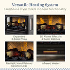 Country Living Infrared Freestanding Electric Fireplace Stove Heater in Bronze | Multiple Flame Colors, Metal Design with Faux Wooden Logs | Alexa/WiFi Enabled - Remote Included