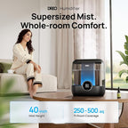 DREO Smart Humidifiers for Bedroom, 6L Top Fill Supersized Cool Mist Humidifier for Large Room, 60 Hour Runtime, Quiet Ultrasonic Humidifier for Plants, Baby, Indoor, Home, Night Light, Black