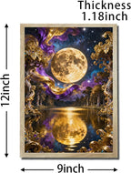 URVIP LED Glowing Photo Frame, 3D Starry-Sky Blue Moon Wall Art, 9x12 Inches Dimmable Light Up Light Painting for Bedroom, Unique Aesthetic Decor, Great Birthday Gift for Women Men